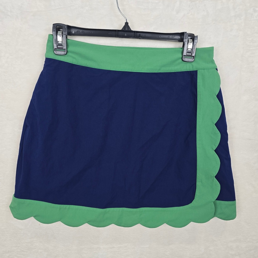 RNWK Womens Navy Blue Green Scalloped Trim Golf Skort Size 4‎ R2084 Renwick
